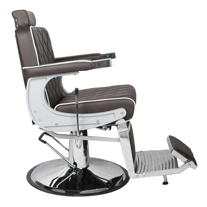 Chrysler Barber Chair Brown with White Piping