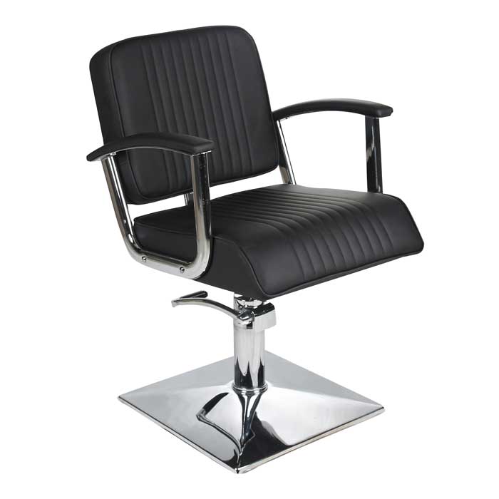 Madison Styling Chair Black with Black Piping and Square Base